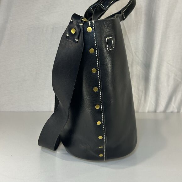 Madewell Edinburgh Bucket Tote Bag Black Leather Shoulder Purse - Picture 4 of 11